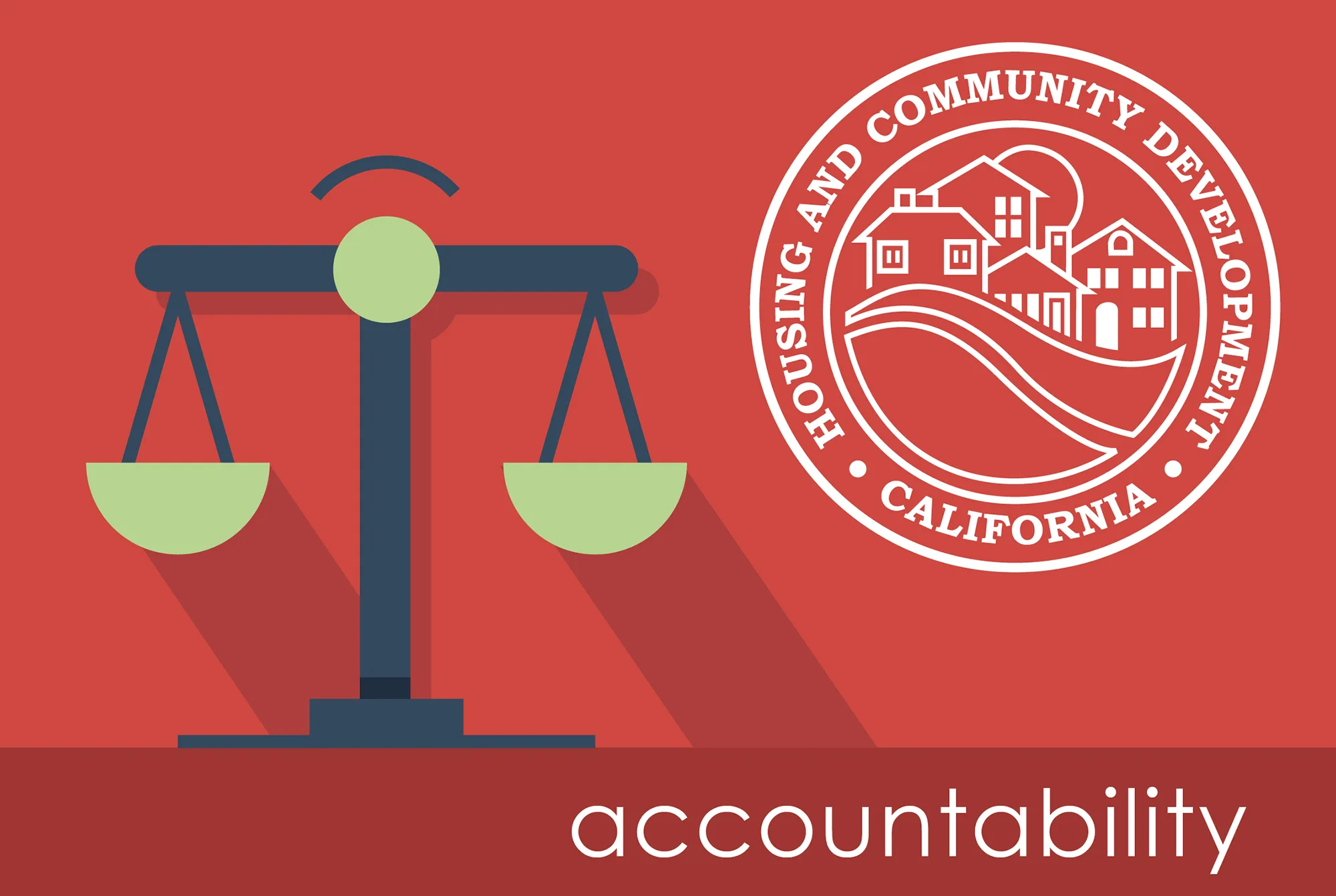 Graphic of legal scales and HCD logo