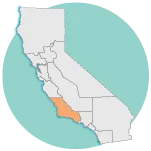 graphic image of california, Central Coast Region