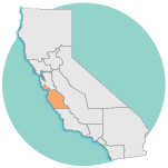 graphic image of california, Monterey Bay region