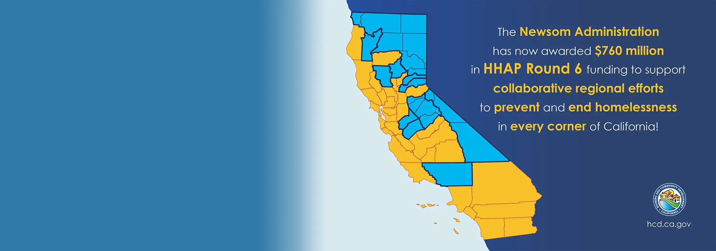 map of California with highlighted regional awardees