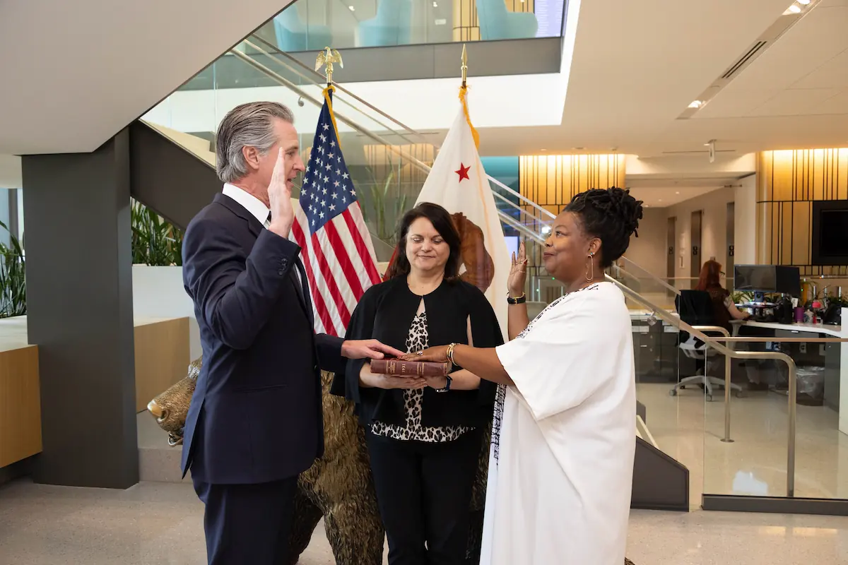 Governor Newsom swearing in Secretary Moss