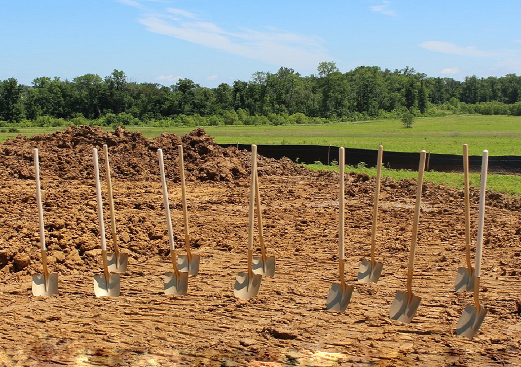 multiple shovels in ground