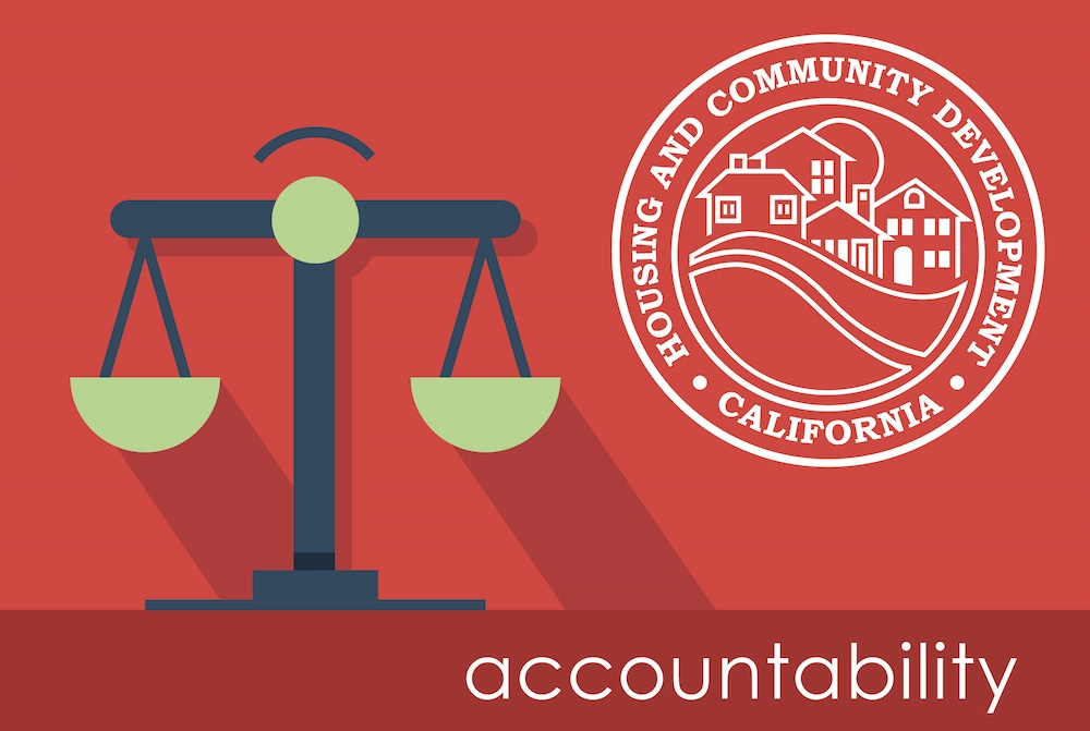 Graphic of justice scales with text Accountability
