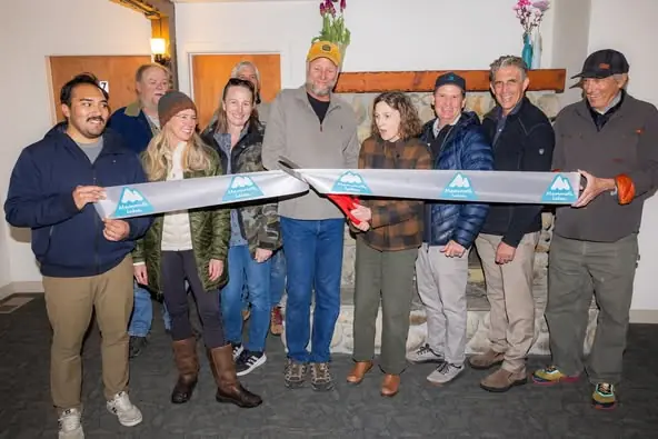 ribbon cutting Innsbruck lodge