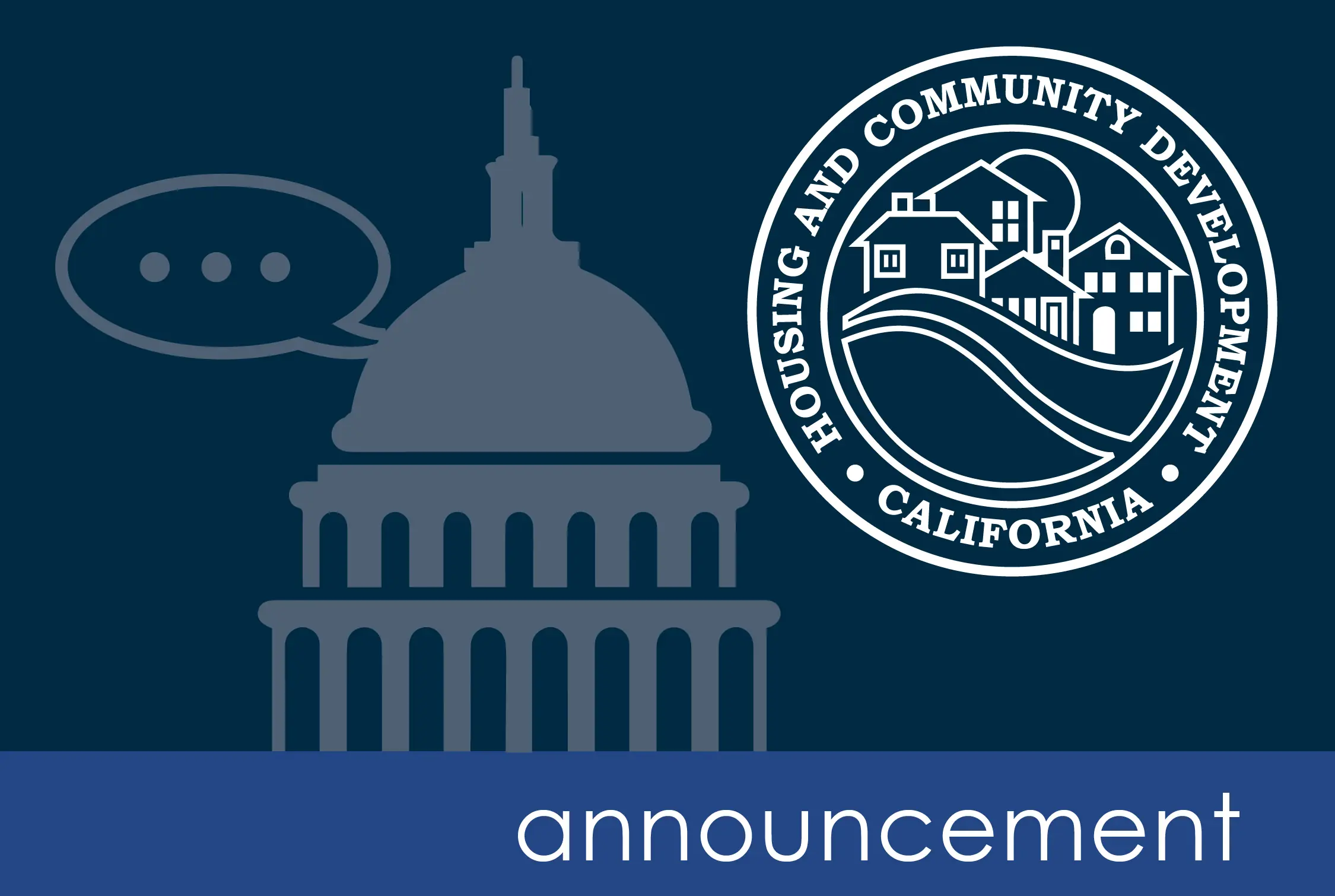 Graphic of the capitol building and HCD logo.