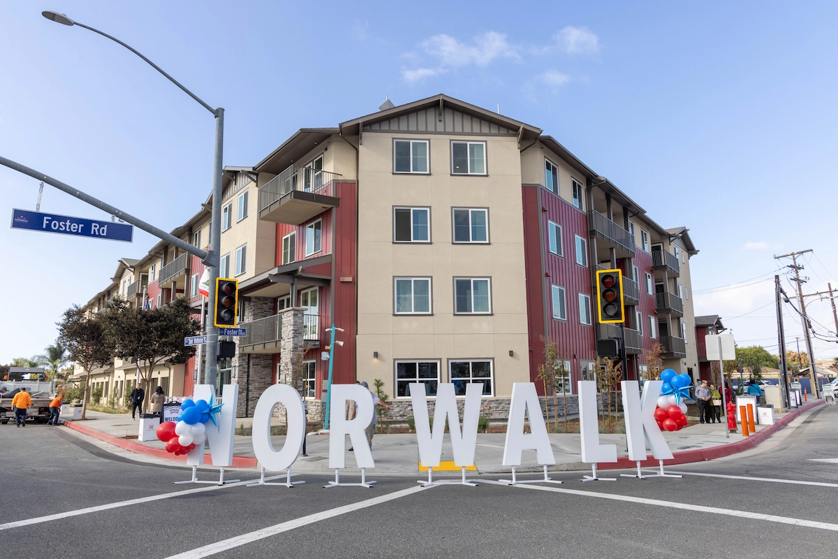 exterior view of complex with large letters spelling norwalk